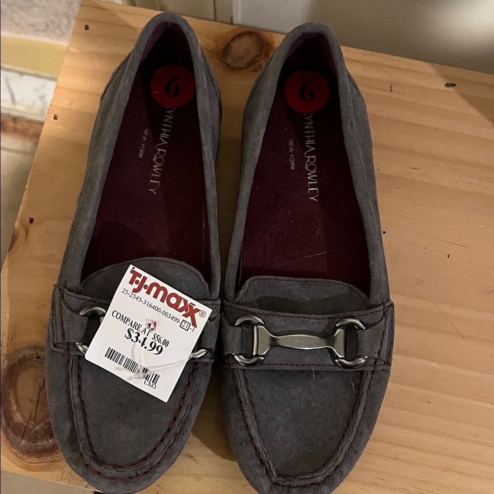 Cynthia Rowley Charcoal Loafers with Silver Accent